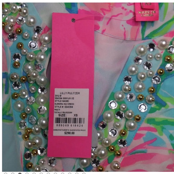 Lilly Pulitzer Elenora Silk Dress Totally Blossom Size XS NEW - Picture 2 of 13